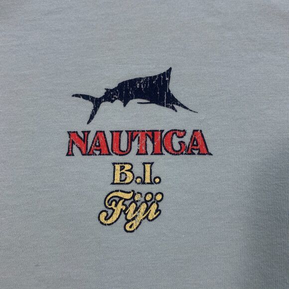 Nautica Reel Deal Tavern V-Neck Shirt Adult Medium Blue Beachcomber Island Fiji - Picture 11 of 16